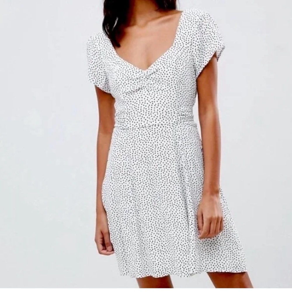 Abercrombie & Fitch White Mini Dress with Black Dot Detail